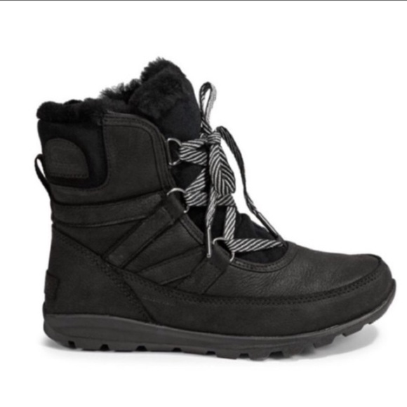 SOREL Whitney Short Leather Premium Winter Boots Waterproof Black 7.5 - Picture 1 of 6